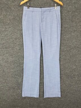 Banana Republic Logan Pants Women’s 2 Light Blue Check Straight Leg Dress Pant